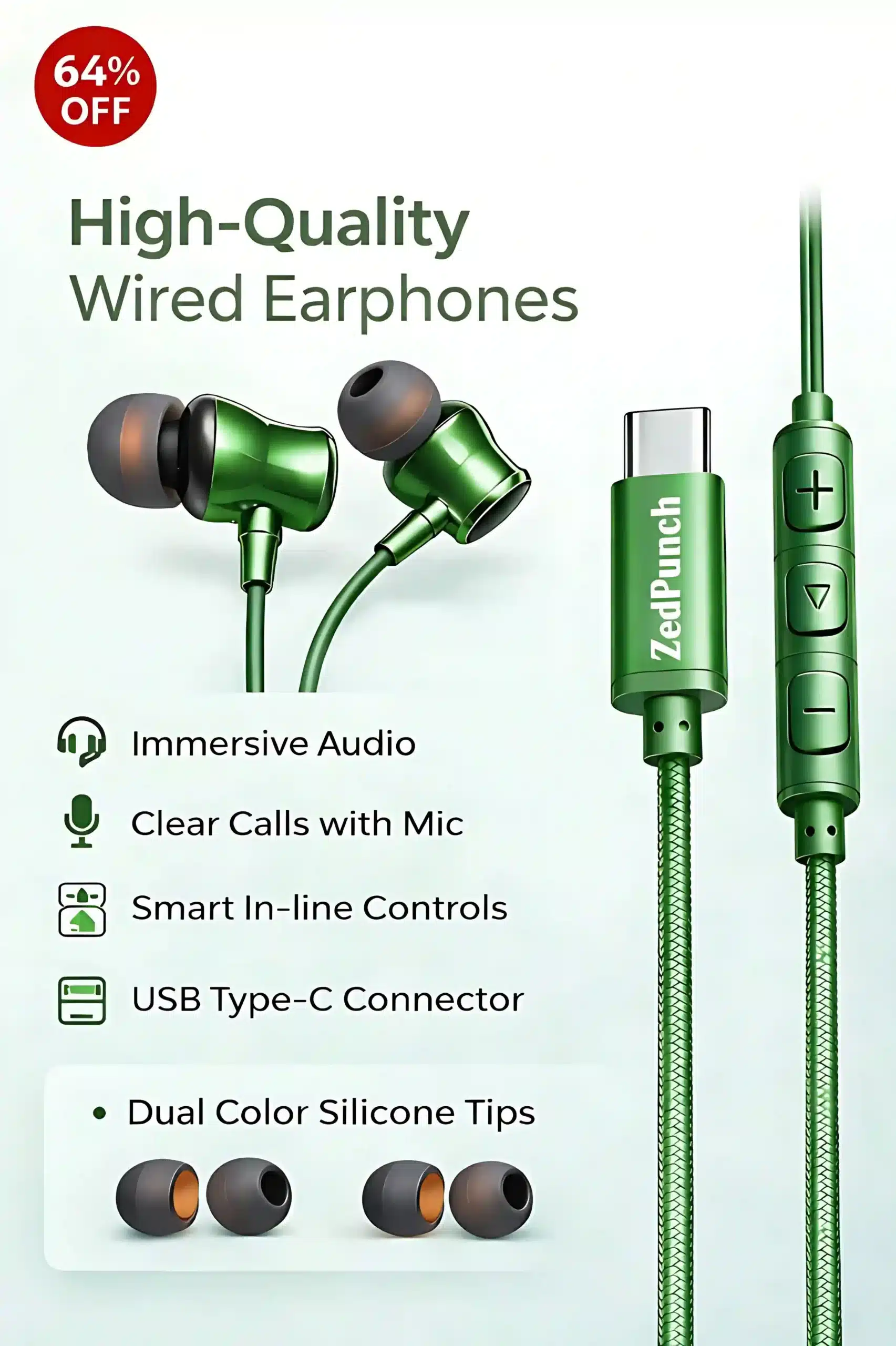 Type-C Gaming & Magnetic Wire Earphone