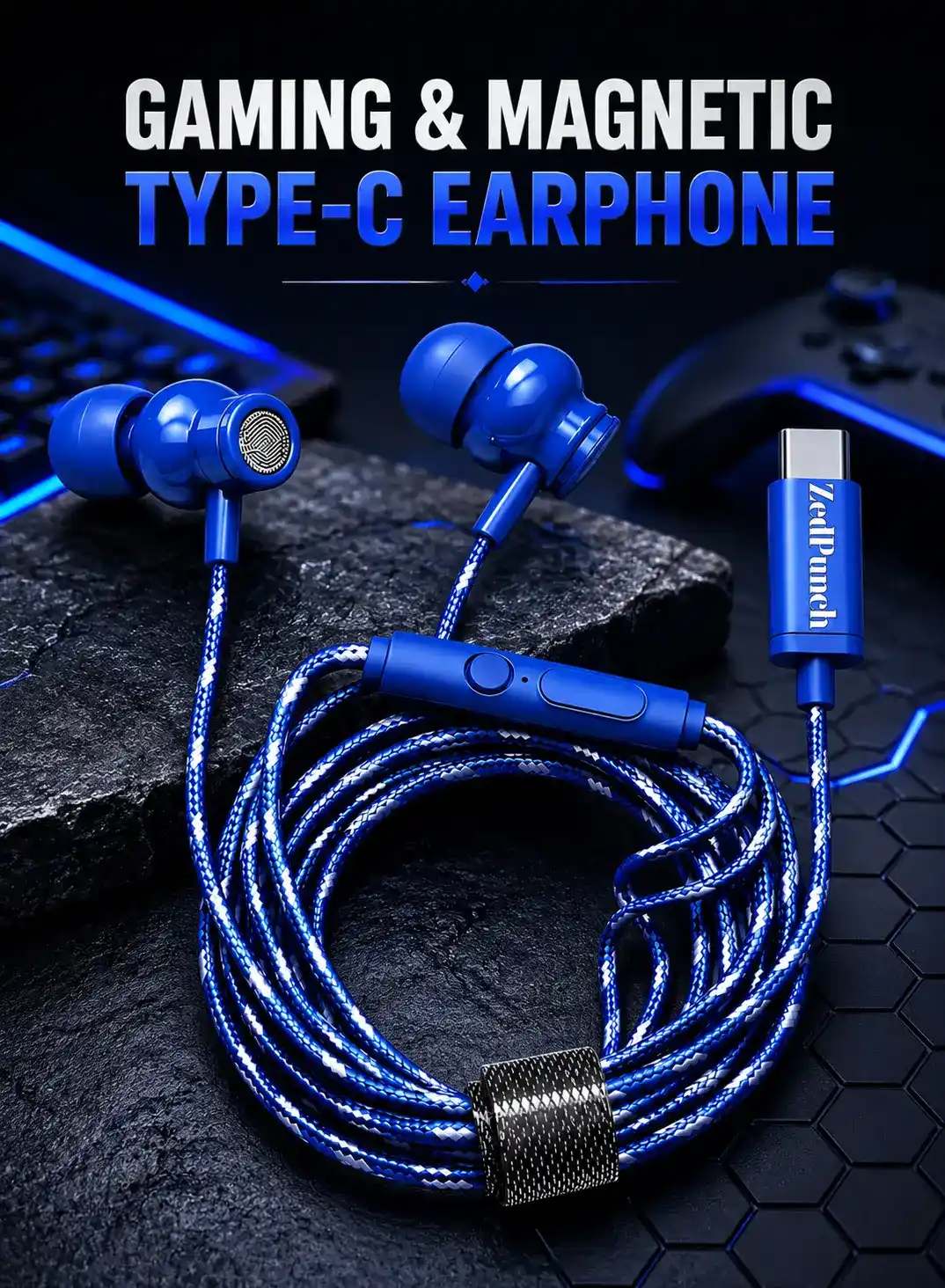 Gaming Magnetic Type-C Earphone Type-C Wired Earphone Gaming Earphone with Mic Magnetic Type-C Earphones ZedPunch Type-C Earphone Deep Bass Earphone HD Calling Earphone Gaming Wired Earbuds Type-C Headphones 10mm Bass Driver Earphone Low Latency Gaming Earphone Type-C Earphone for Android Wired Gaming Earphone with Mic Premium Type-C Earphone ZedPunch Gaming Earphone