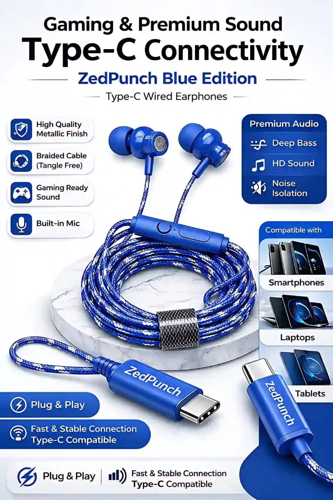 Type-C Gaming & Magnetic Wire Earphone